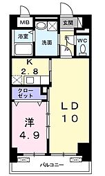 アウリ藤が丘 1LDKの間取図画像