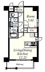 ブライジング 1階1LDKの間取り