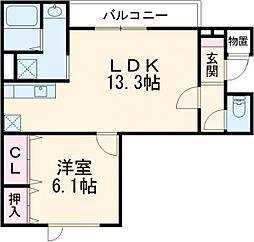 シャローム3 1LDKの間取図画像