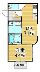 フェニックス大橋南 1DKの間取図画像