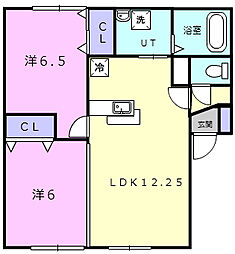 プレミールD館 2LDKの間取図画像