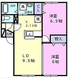 ニューハイツK&K 2LDKの間取図画像