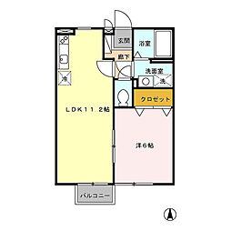 ルピナス天祐A 1LDKの間取図画像