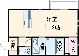 フレッツァ垂水福田 ワンルームの間取図画像