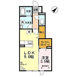 アリエスカ三内 1LDKの間取図画像