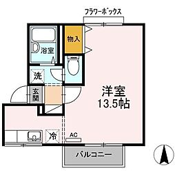 セジュール泉山 1階ワンルームの間取り
