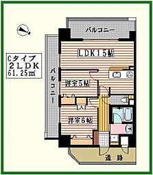 ロイヤル伊都の杜 3階2LDKの間取り