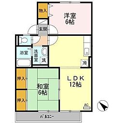 セジュール坂口　A棟 2階2LDKの間取り