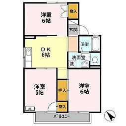 プレジール坂口　A棟 2階3DKの間取り