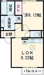 フェリス 1階1LDKの間取り