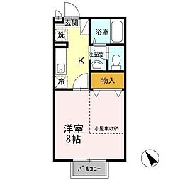 グレープハウス　I 2階1Kの間取り