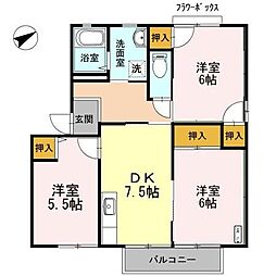 ディアス池田　I棟 2階3DKの間取り