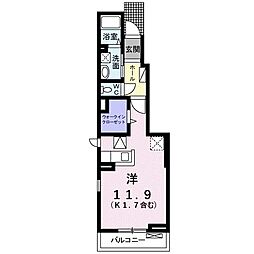 ウエスト　マウンテン　Ｂ 1階ワンルームの間取り