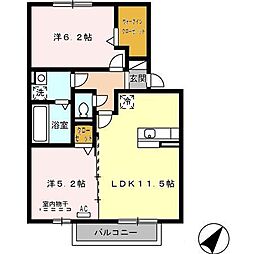 メゾンラパトリアH 2LDKの間取図画像