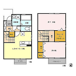 クレアールｉ 1階2LDKの間取り