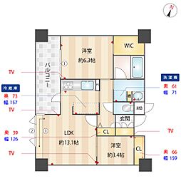 エンクレスト博多プレミア 2LDKの間取図画像