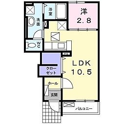 ジュネス原1番館 1LDKの間取図画像