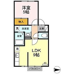 メゾンドール野添 1LDKの間取図画像