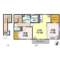 ルミエールテラス大村 2階2LDKの間取り