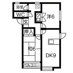 サンパティークD 2LDKの間取図画像
