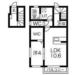 ル・シェモアC 1LDKの間取図画像