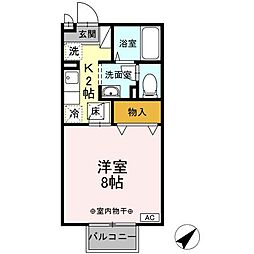 ピュール.SI. 1Kの間取図画像
