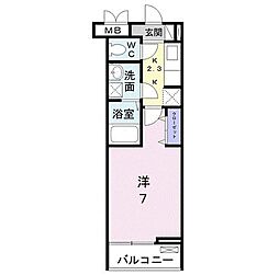 サンヒルズM・J 1Kの間取図画像