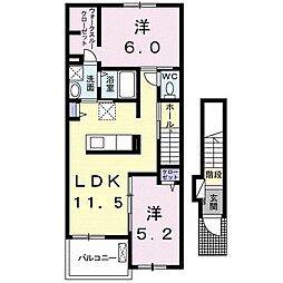 サクラヴィレッジクルメ2 2LDKの間取図画像