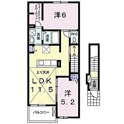 サクラヴィレッジクルメ2 2LDKの間取図画像