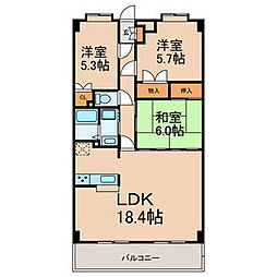サニーウェル仲村 302 3階3LDKの間取り