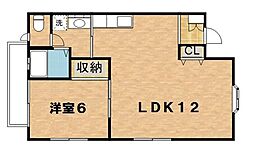 ヴィラ花水木 1階1LDKの間取り