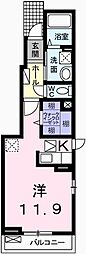 メゾンロングフィールド ワンルームの間取図画像