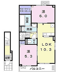 さくらグランディル1 2LDKの間取図画像