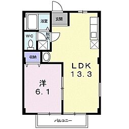 サニープレイス 1LDKの間取図画像