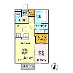JR鹿島線 鹿島神宮駅 4kmの賃貸アパート 1階1LDKの間取り