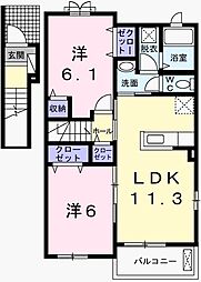 セレーノカーサ2 2LDKの間取図画像