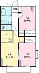 ユイマールエフB 2LDKの間取図画像