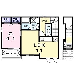 メゾンドシュシュウエスト 1LDKの間取図画像