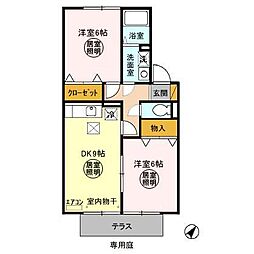 プルミエ 1階2DKの間取り
