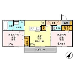 マーレ鴨川 2LDKの間取図画像