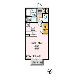 ラグーナ フォンテーヌ 1階ワンルームの間取り