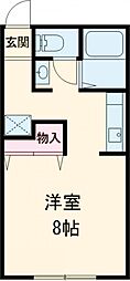 プレジール高樋 1Kの間取図画像