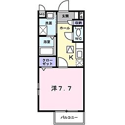 プティメゾン 1Kの間取図画像