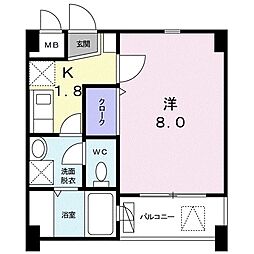 ミュアフィールド 1Kの間取図画像