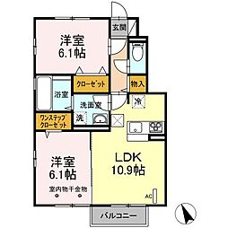 エレガンシエル 2LDKの間取図画像