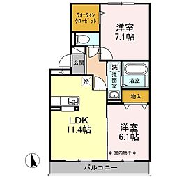 コンフォートM 2LDKの間取図画像