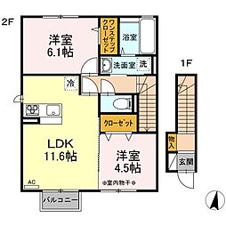サニーハイム3 2LDKの間取図画像