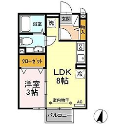 アタラクシアB 1LDKの間取図画像