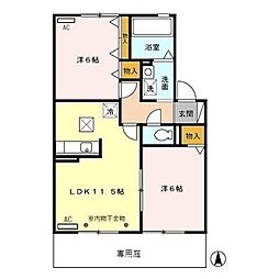 ウィルモア伏見台 2LDKの間取図画像