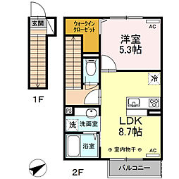 アンソレイエ3 1LDKの間取図画像